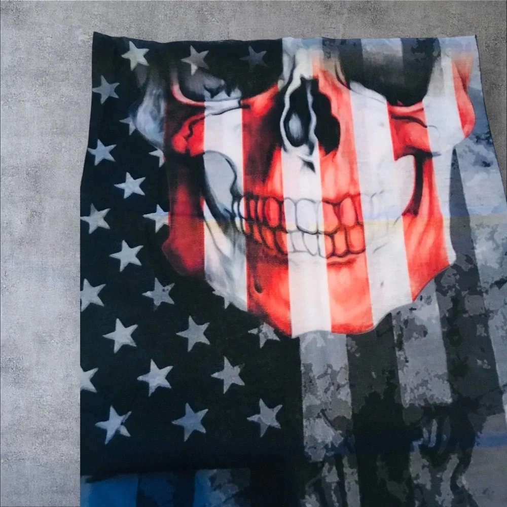 Skull Stars & Striped 16 n 1 Neck Gaiter Face Cover Dust Mask Biker Rag
